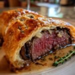 Classic Beef Wellington Wrapped in Puff Pastry with Savory Mushroom Duxelles