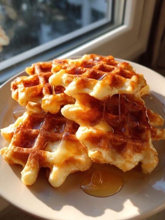 Cornbread Waffle Bites with Smoked Gouda and Honey