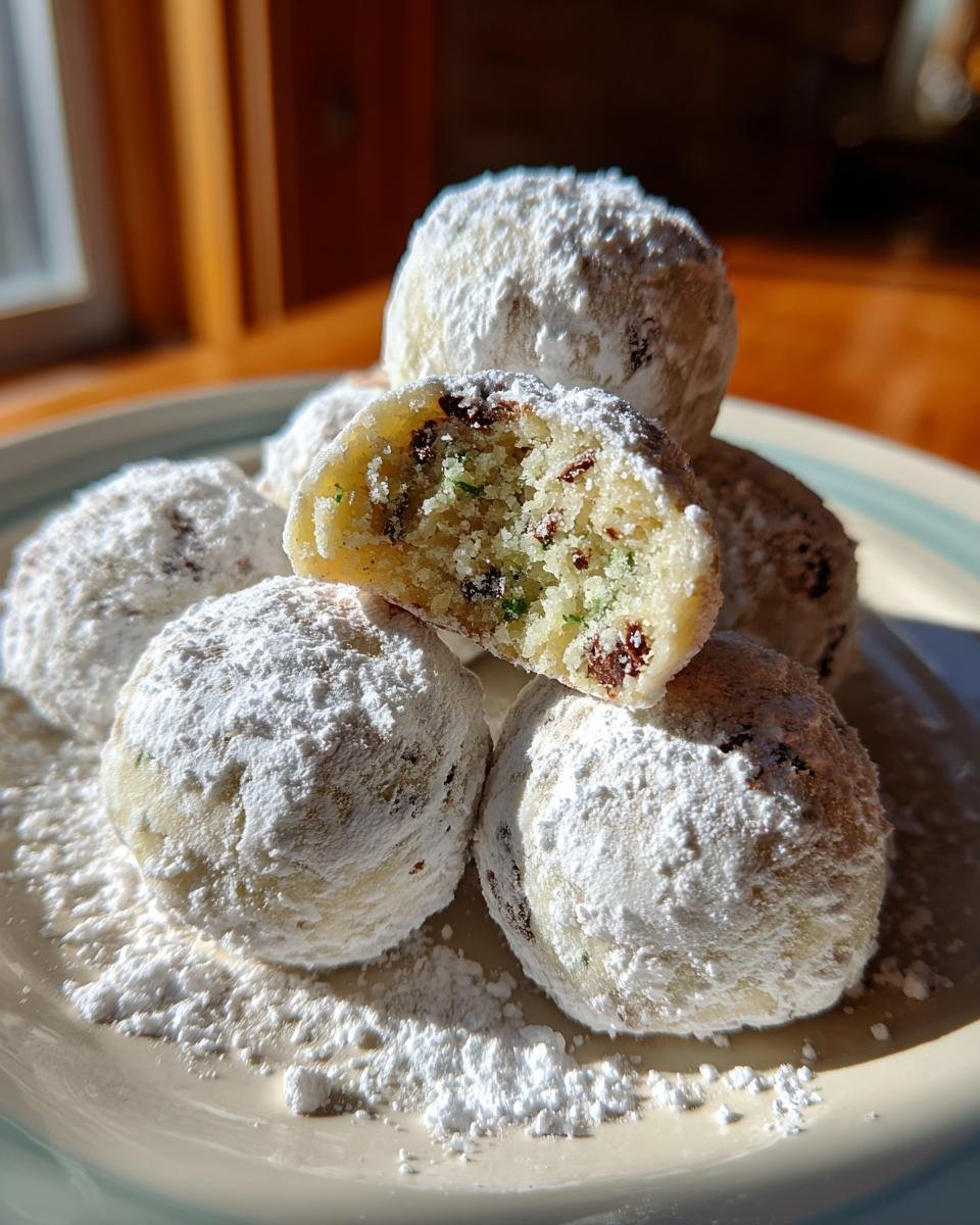 Mint Chocolate Chip Snowball Cookies - detail 2