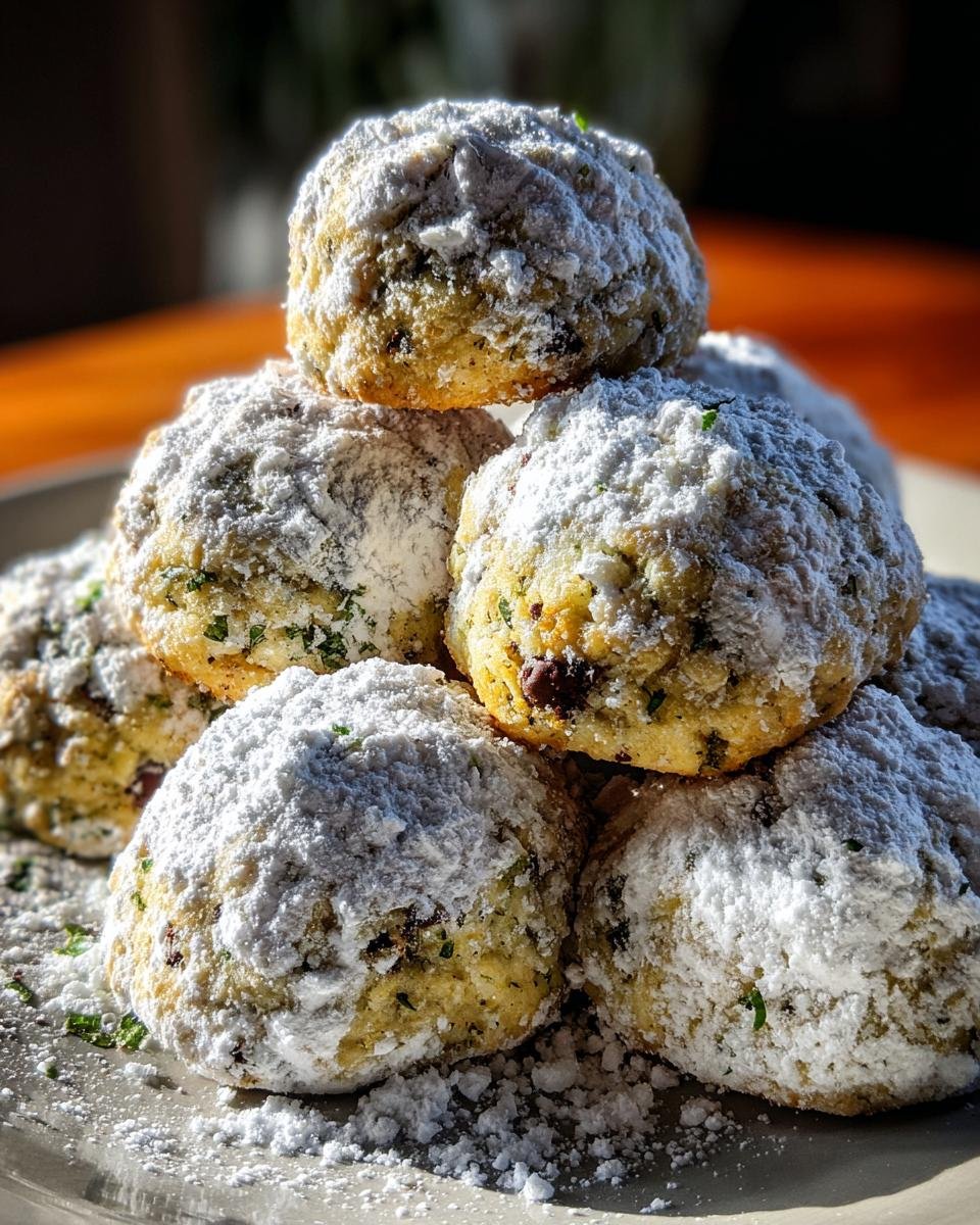 Mint Chocolate Chip Snowball Cookies - detail 4