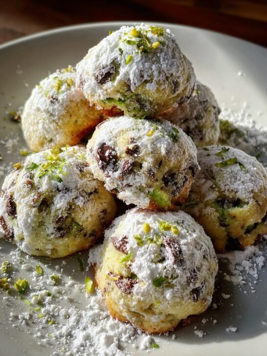 Mint Chocolate Chip Snowball Cookies
