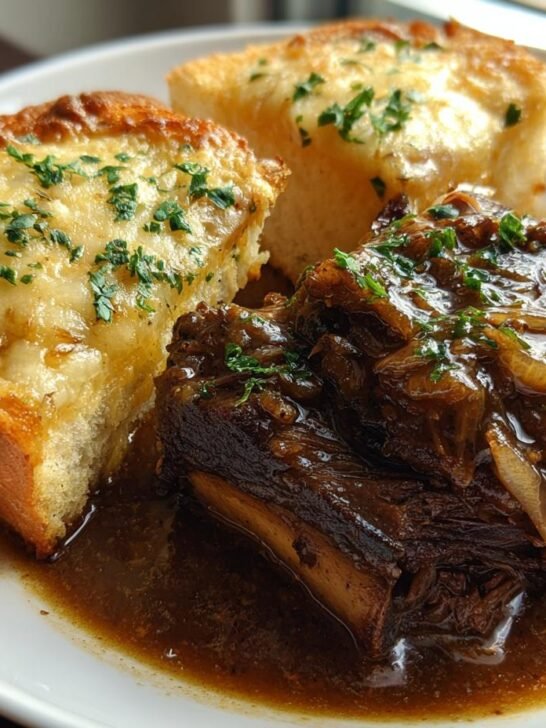 Rich and Tender French Onion Short Ribs with Gruyère Cheese Toast