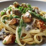 Creamy Mushroom Asparagus Chicken Pasta