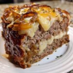 Crockpot Meatloaf with Savory Onion and Swiss Melt