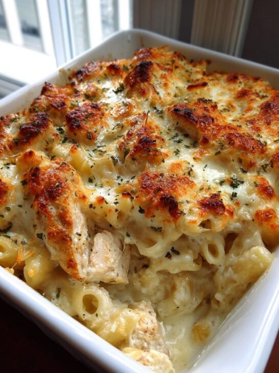 Dump-and-Bake Chicken Alfredo Casserole