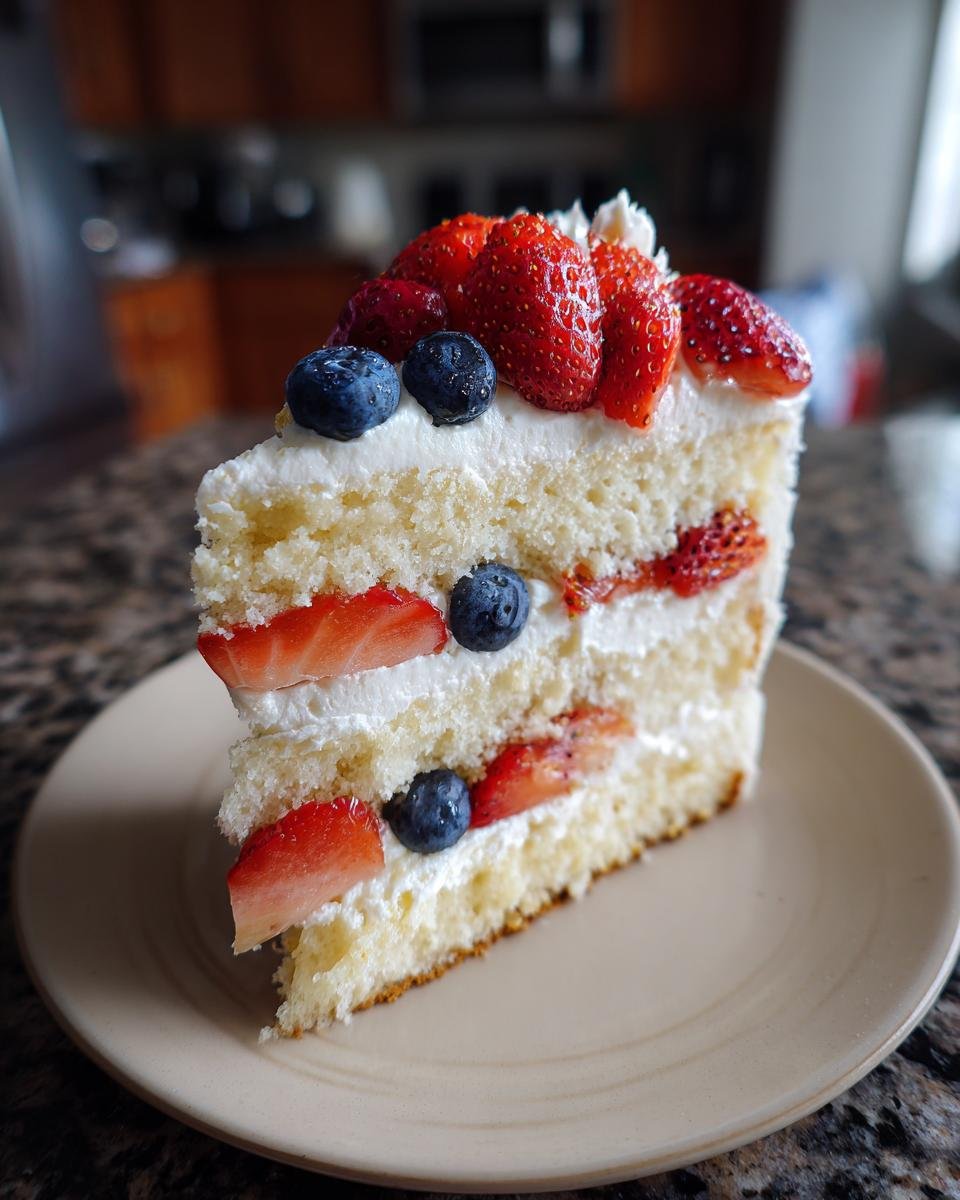 Flag Cake with Berries and Cream - detail 1