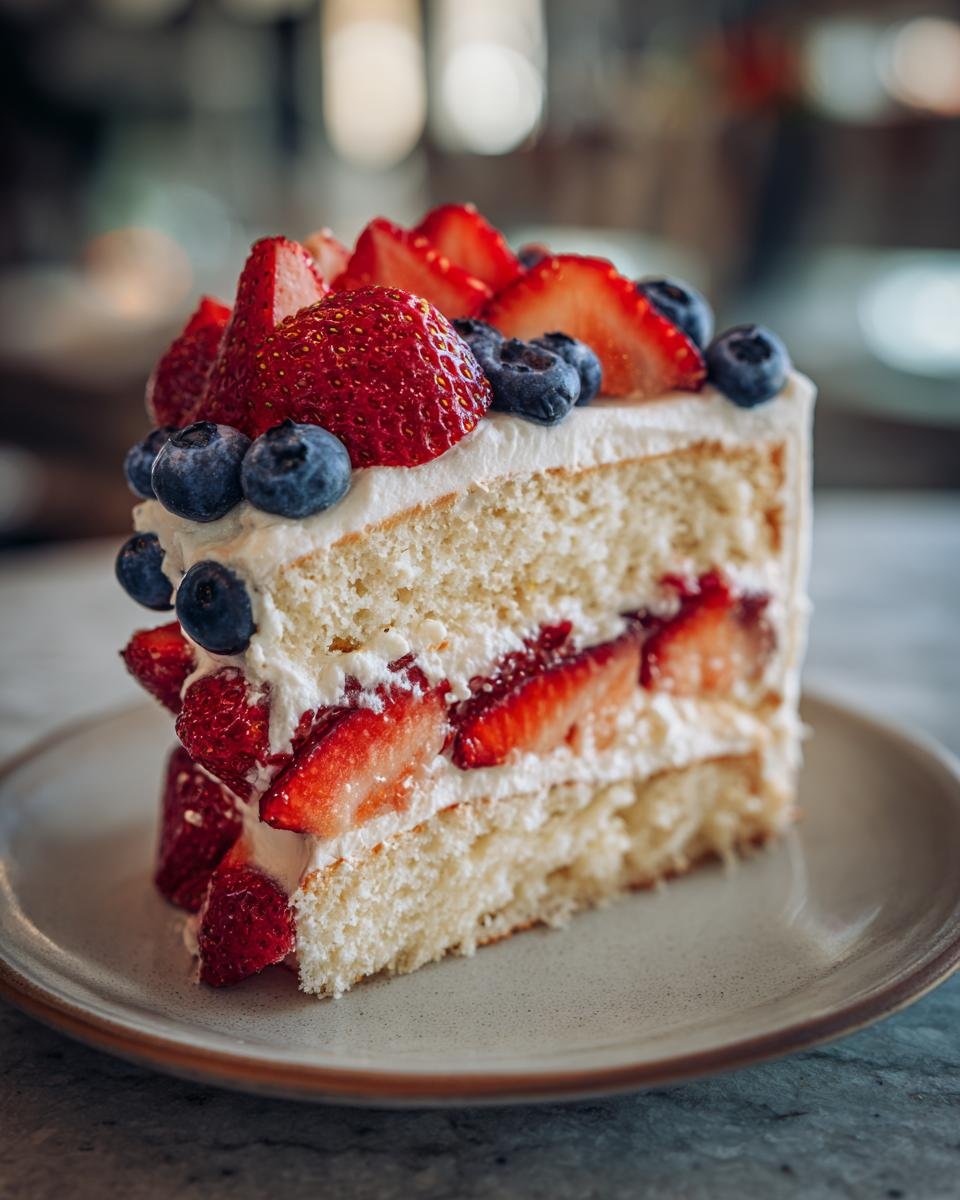 Flag Cake with Berries and Cream - detail 2