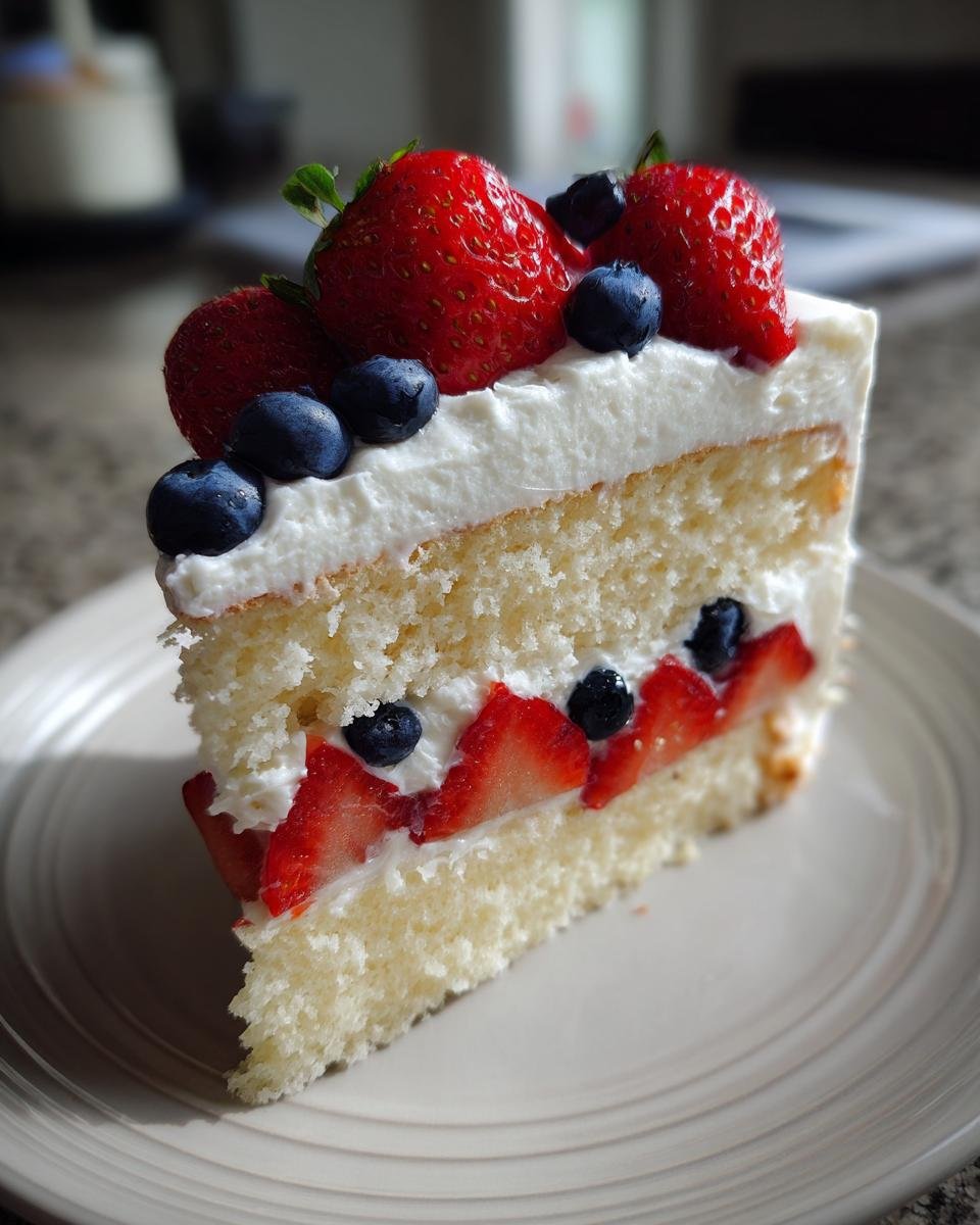 Flag Cake with Berries and Cream - detail 3