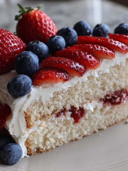 Flag Cake with Berries and Cream