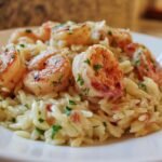 Garlic Parmesan Orzo with Shrimp