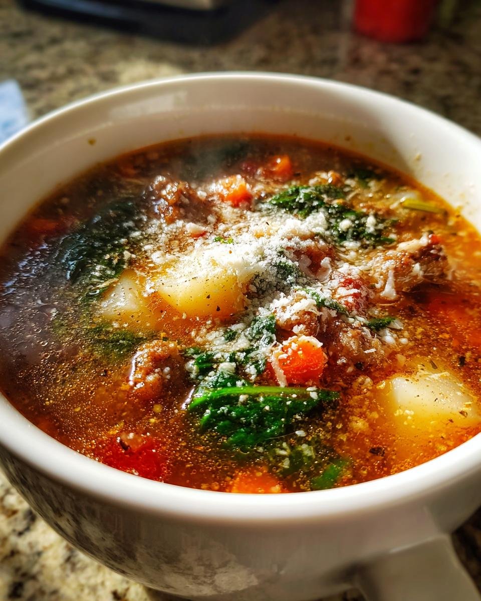 Italian Sausage Potato Soup with Spinach and Carrots - detail 1