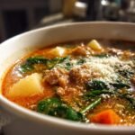 Italian Sausage Potato Soup with Spinach and Carrots