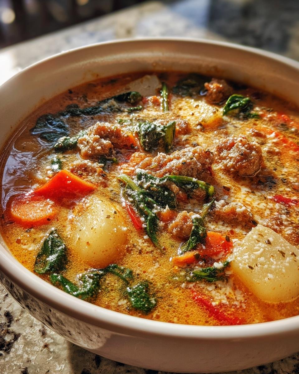 Italian Sausage Potato Soup with Spinach and Carrots - detail 2