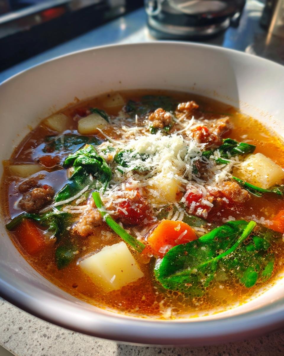 Italian Sausage Potato Soup with Spinach and Carrots - detail 3