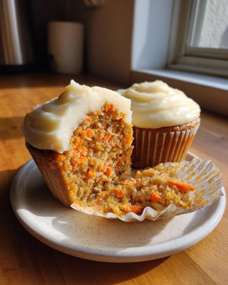 Moist Carrot Cupcakes with Lush Cream Cheese Frosting - detail 2