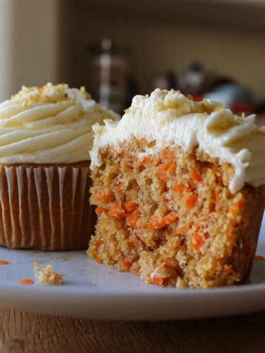 Moist Carrot Cupcakes with Lush Cream Cheese Frosting