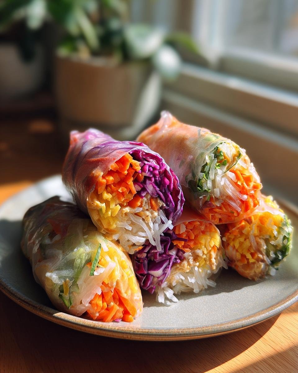 Rainbow Veggie Spring Rolls with Peanut Dip - detail 1