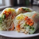 Rainbow Veggie Spring Rolls with Peanut Dip