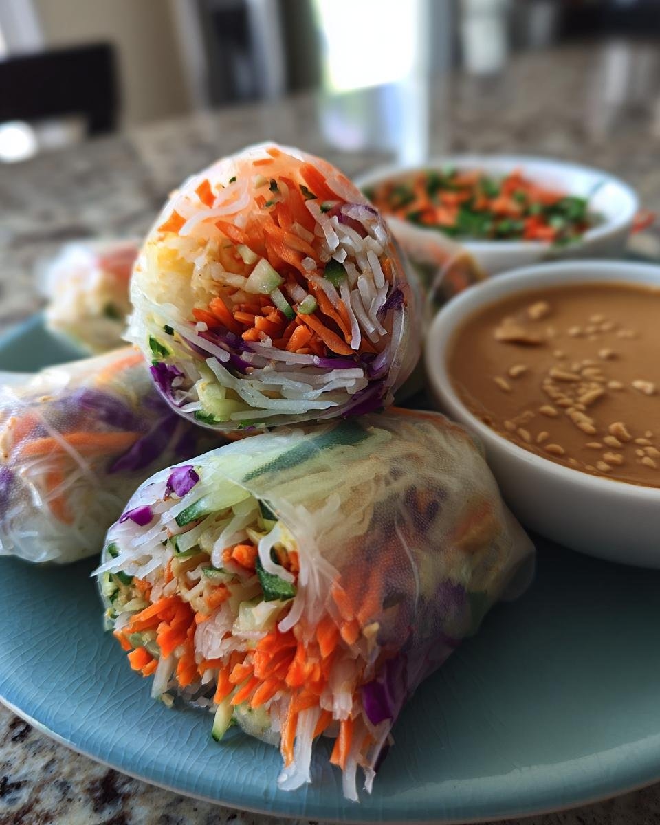 Rainbow Veggie Spring Rolls with Peanut Dip - detail 2
