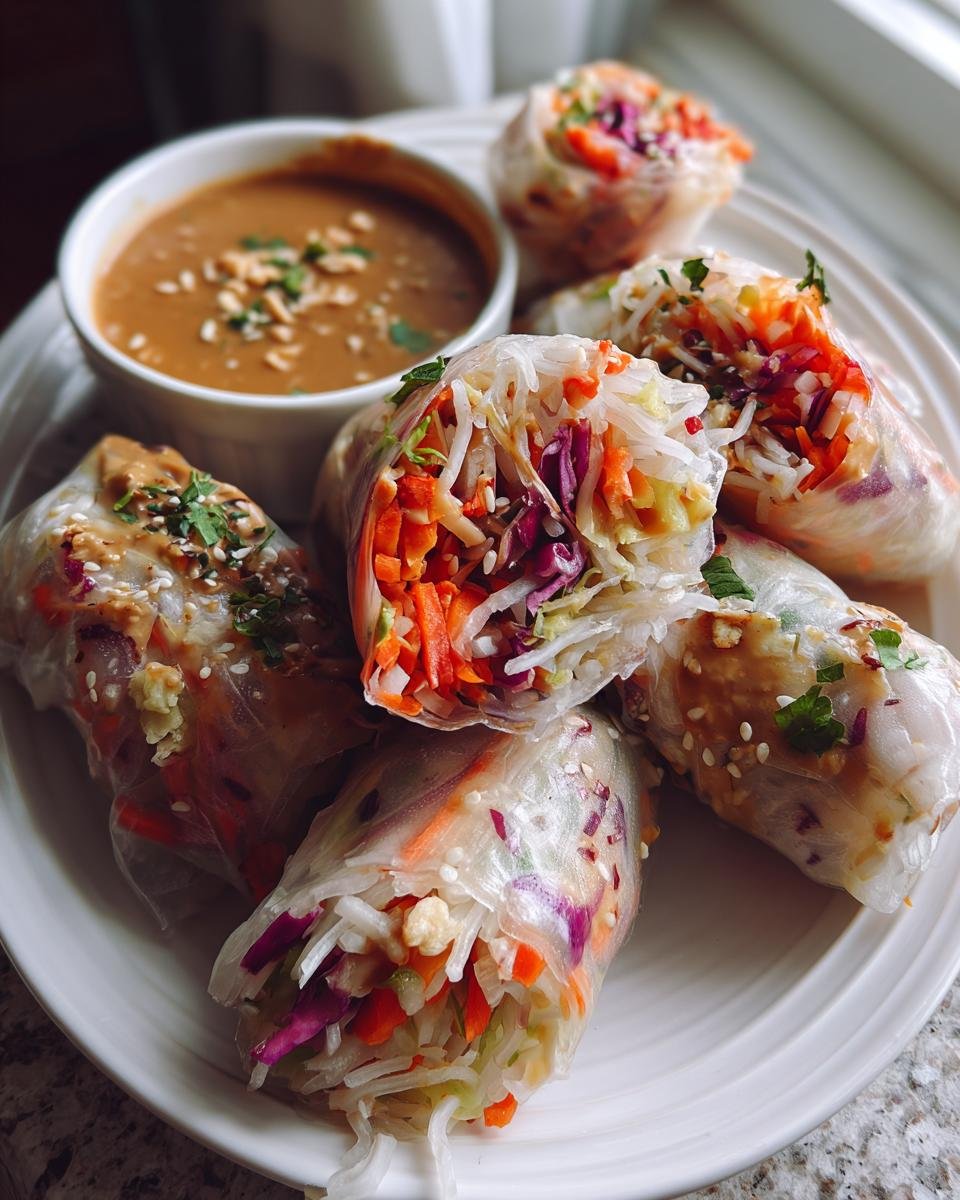 Rainbow Veggie Spring Rolls with Peanut Dip - detail 3