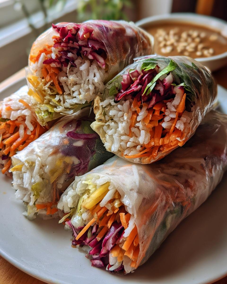 Rainbow Veggie Spring Rolls with Peanut Dip - detail 4