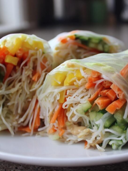 Rainbow Veggie Spring Rolls with Peanut Dip