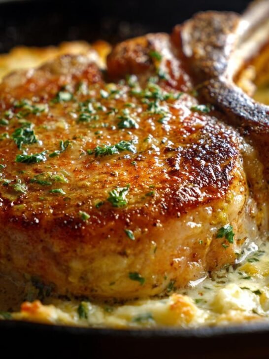 Sizzling Garlic Butter Pork Chops and Creamy Potato Bake
