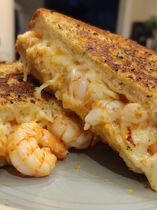 Ultimate Shrimp Grilled Cheese with Garlic Bread