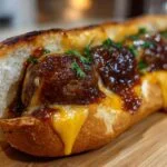 Bourbon BBQ Bacon Cheeseburger Meatball Subs