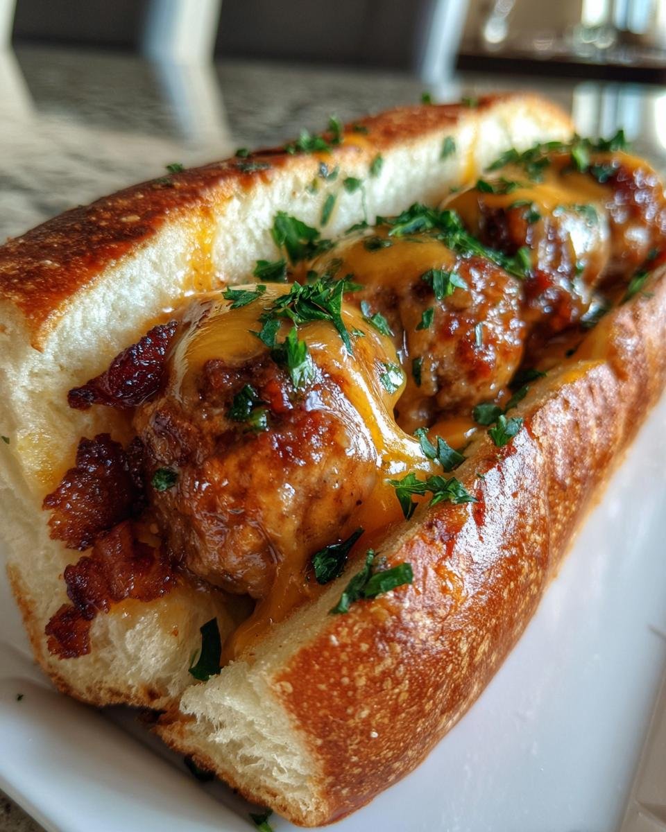 Bourbon BBQ Bacon Cheeseburger Meatball Subs - detail 2
