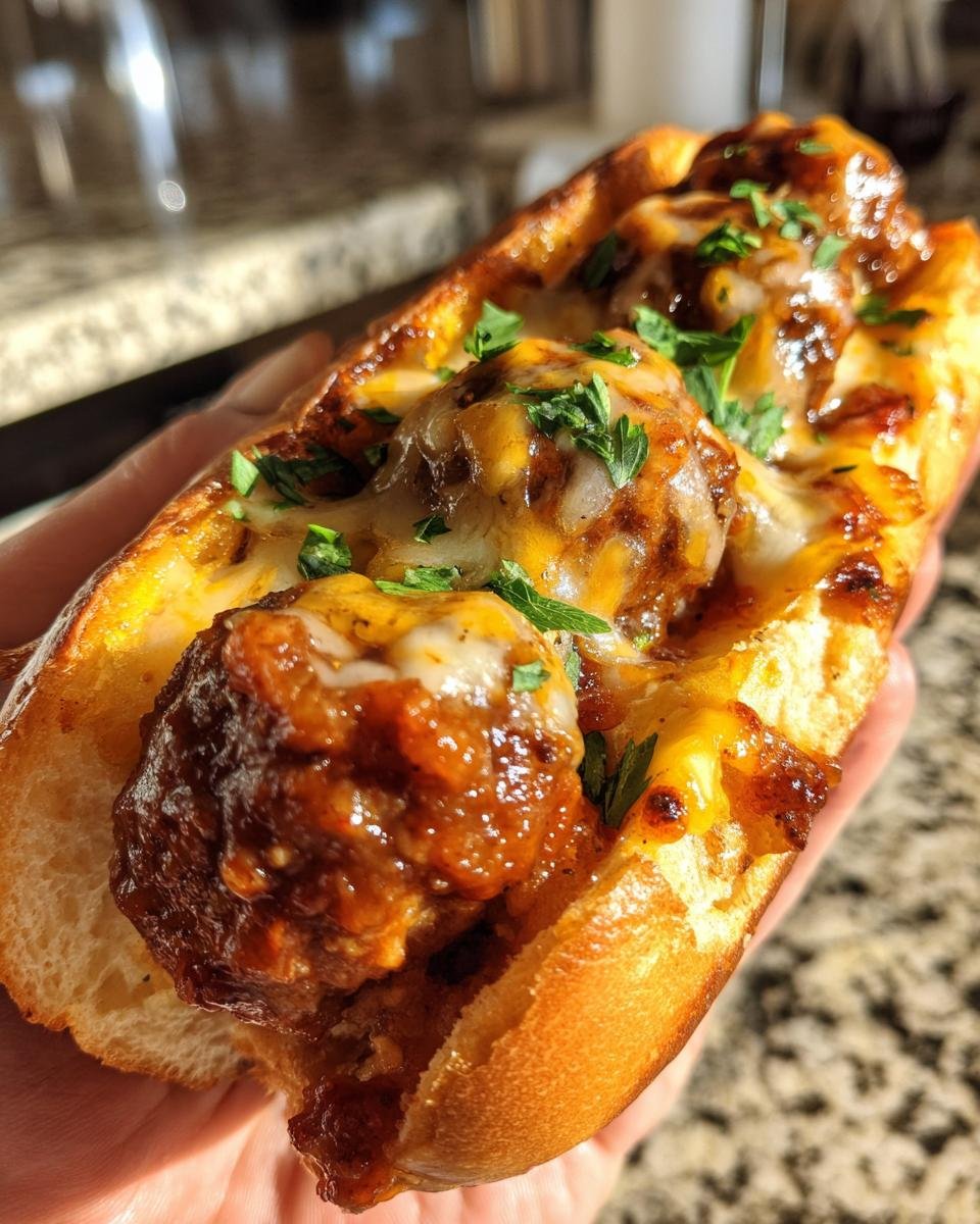 Bourbon BBQ Bacon Cheeseburger Meatball Subs - detail 3