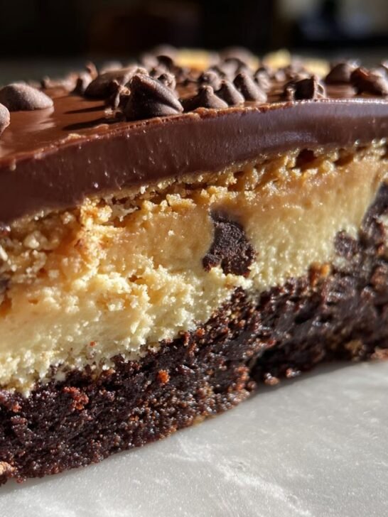 Brownie Layered Cookie Dough Cheesecake