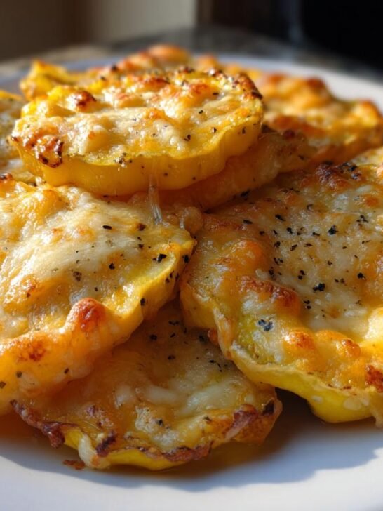 Cheesy Baked Yellow Squash Rounds