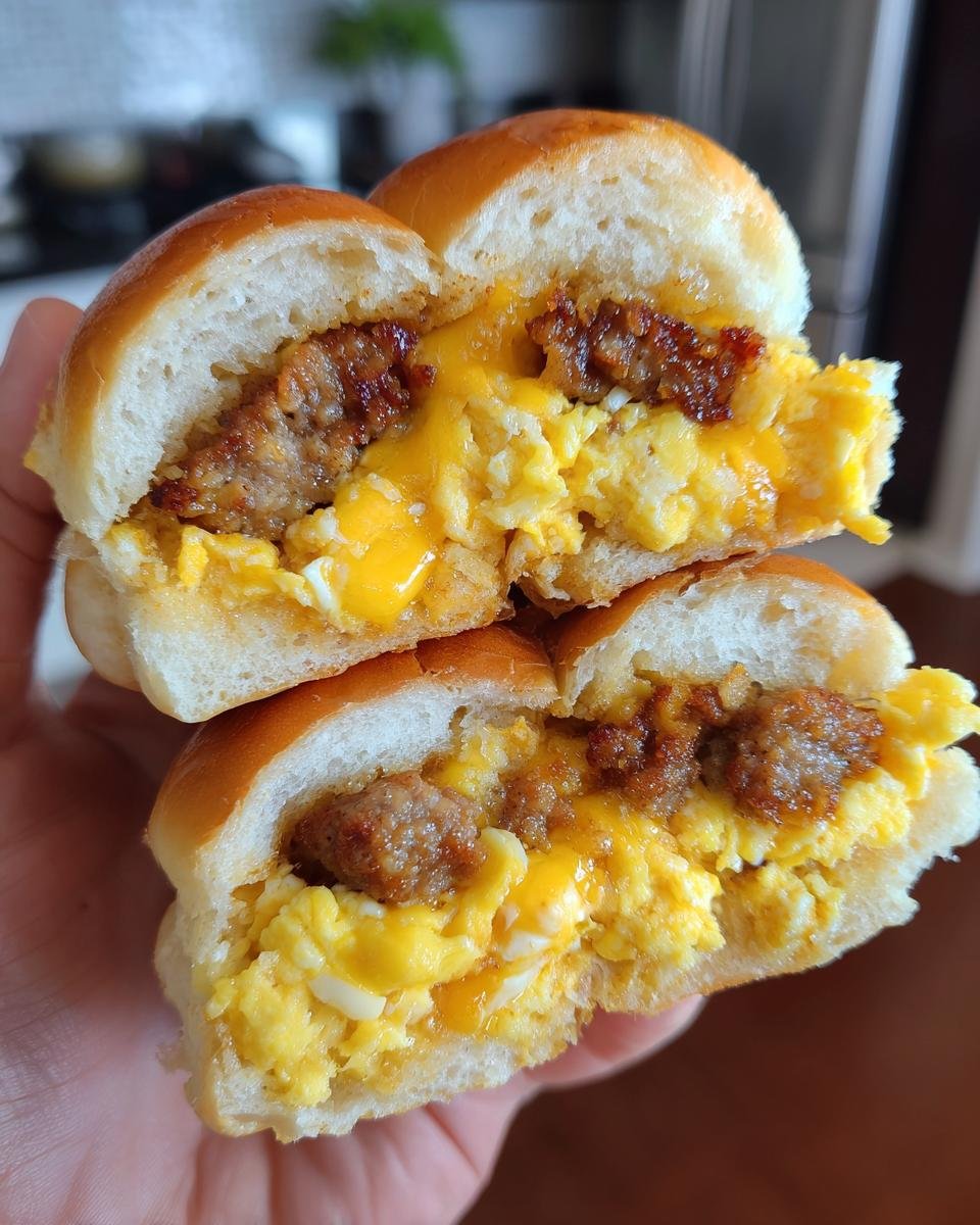 Cheesy Sausage and Egg Breakfast Sliders - detail 1