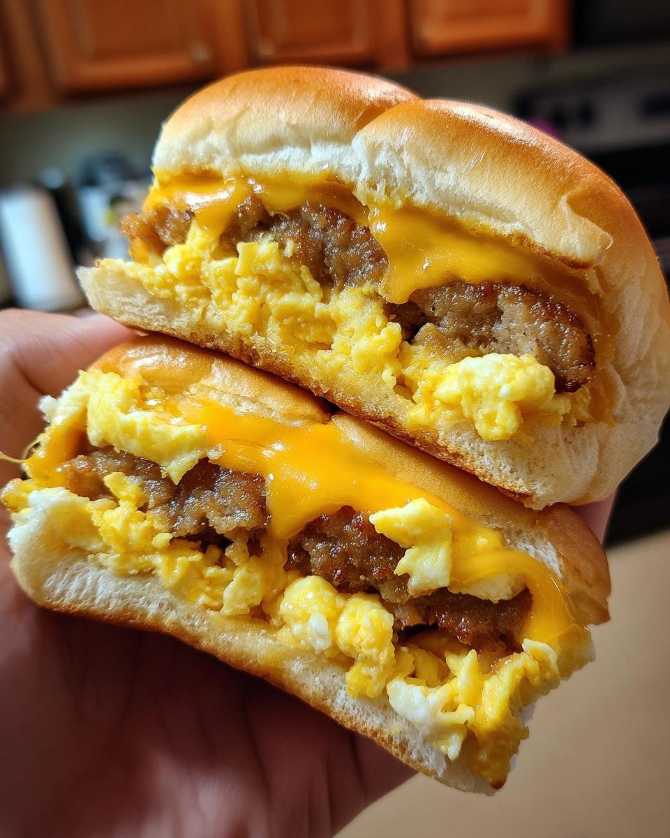 Cheesy Sausage and Egg Breakfast Sliders - detail 2