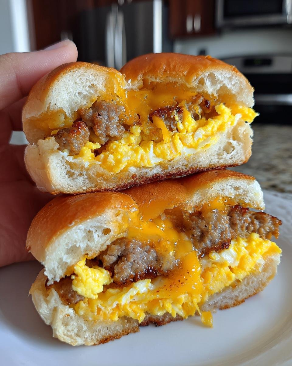 Cheesy Sausage and Egg Breakfast Sliders - detail 3