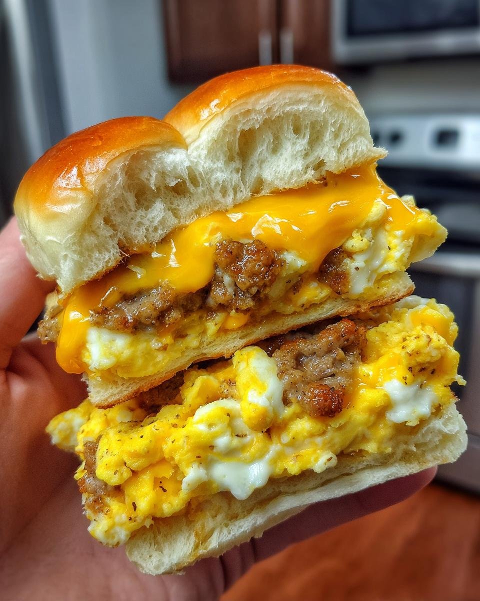 Cheesy Sausage and Egg Breakfast Sliders - detail 4