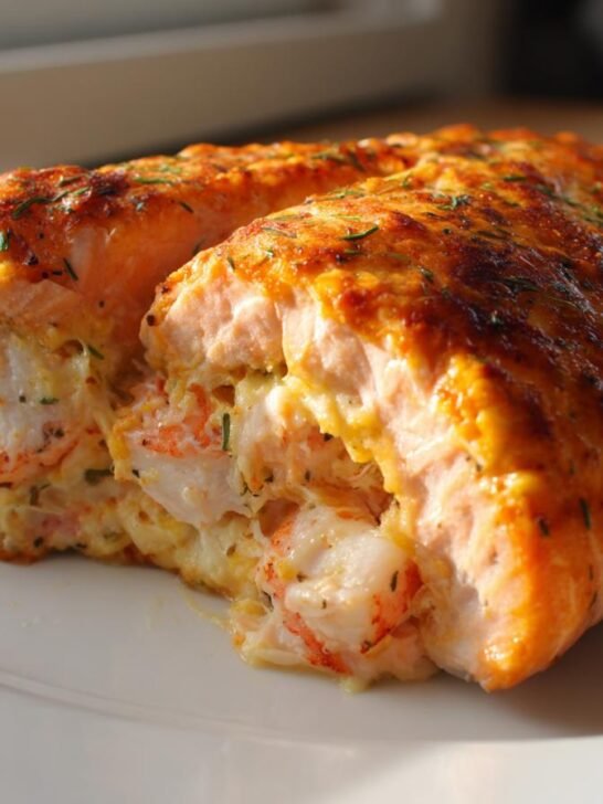 Crab and Shrimp Stuffed Salmon Fillets