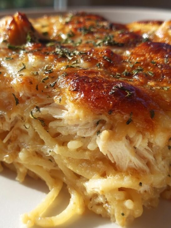 Creamy Monterey Jack Chicken Spaghetti Bake
