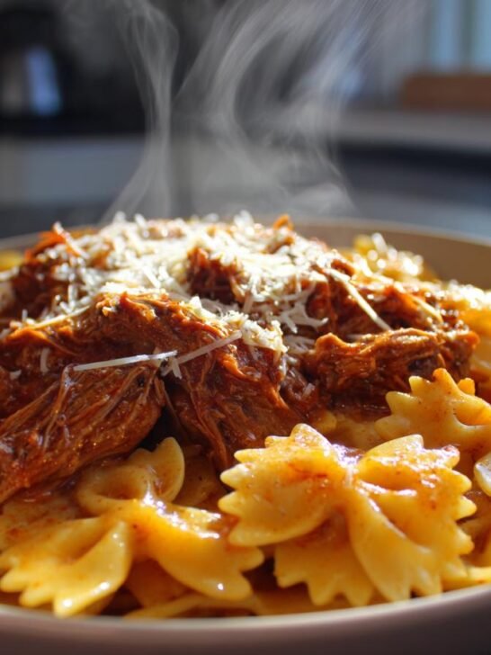 Creamy Velveeta Bowtie Pasta with Italian Beef Marinara