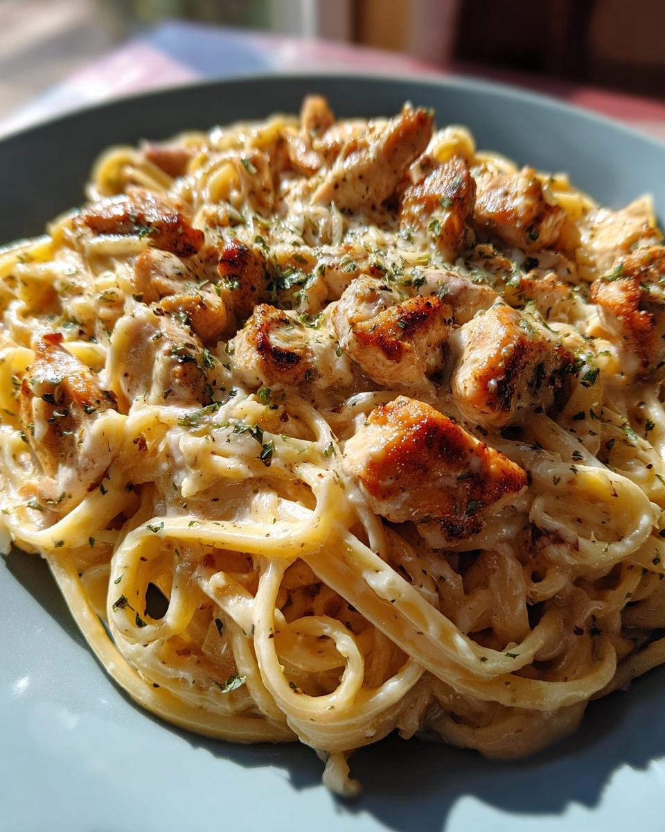 Creamy Velveeta Chicken Linguine with Mozzarella Garlic Sauce - detail 1
