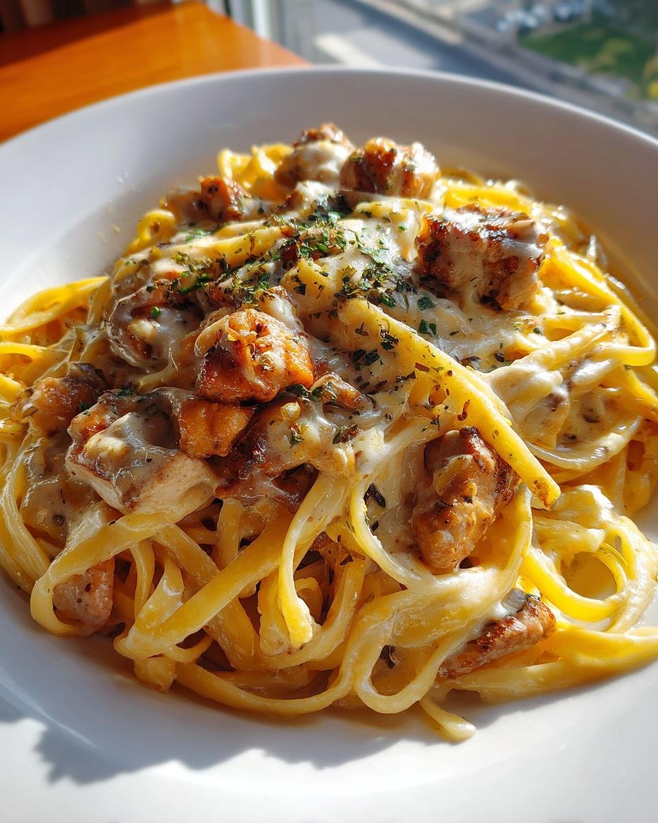 Creamy Velveeta Chicken Linguine with Mozzarella Garlic Sauce - detail 2