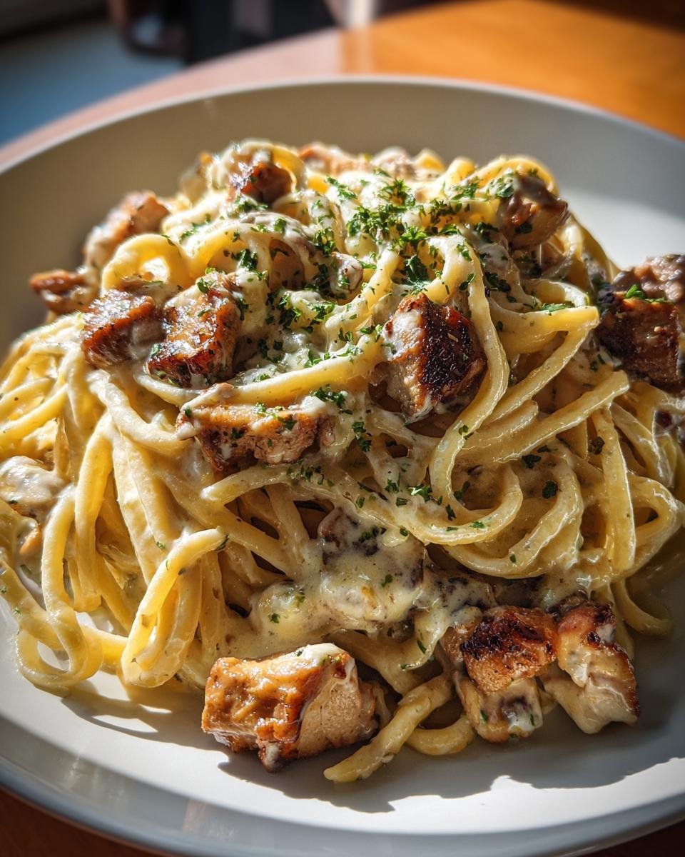 Creamy Velveeta Chicken Linguine with Mozzarella Garlic Sauce - detail 3
