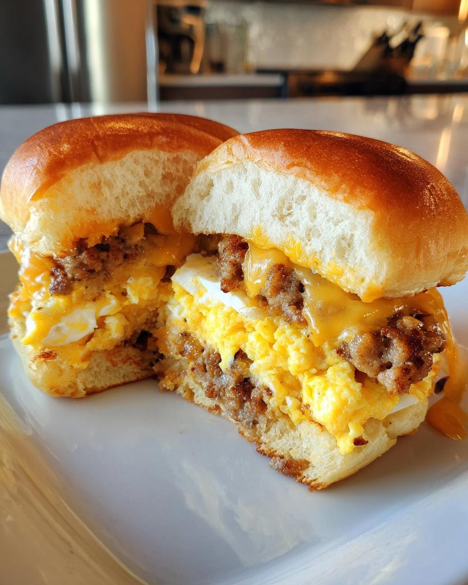 Easy and Delicious Breakfast Sliders: with Sausage, Egg and Cheese! - detail 3