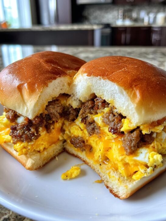 Easy and Delicious Breakfast Sliders: with Sausage, Egg and Cheese!