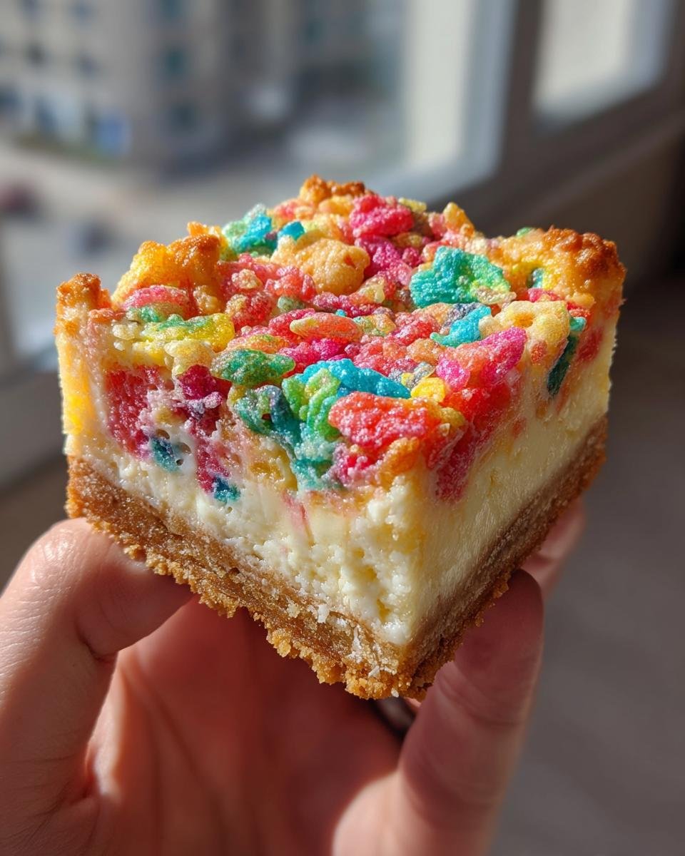 Fruity Pebbles Cookie Cheesecake Bars - detail 1