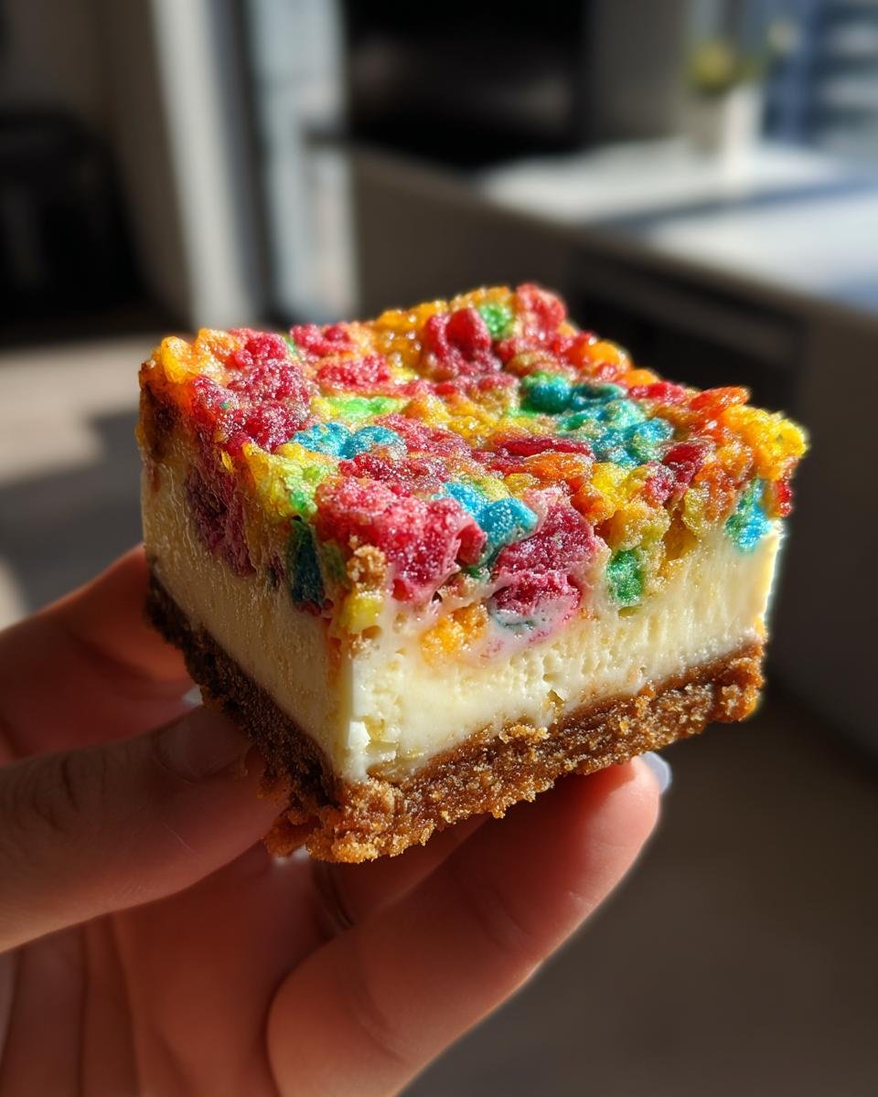 Fruity Pebbles Cookie Cheesecake Bars - detail 2