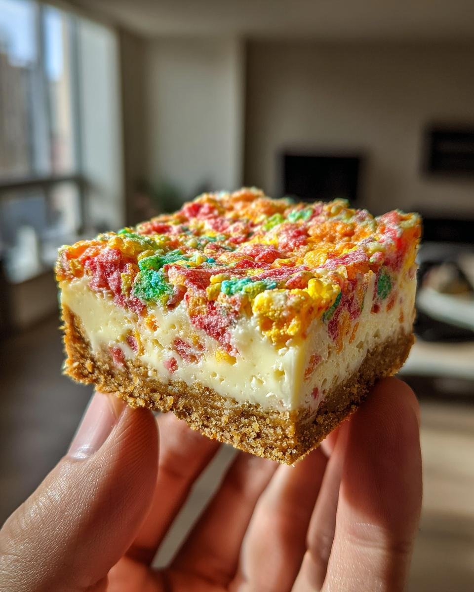 Fruity Pebbles Cookie Cheesecake Bars - detail 3