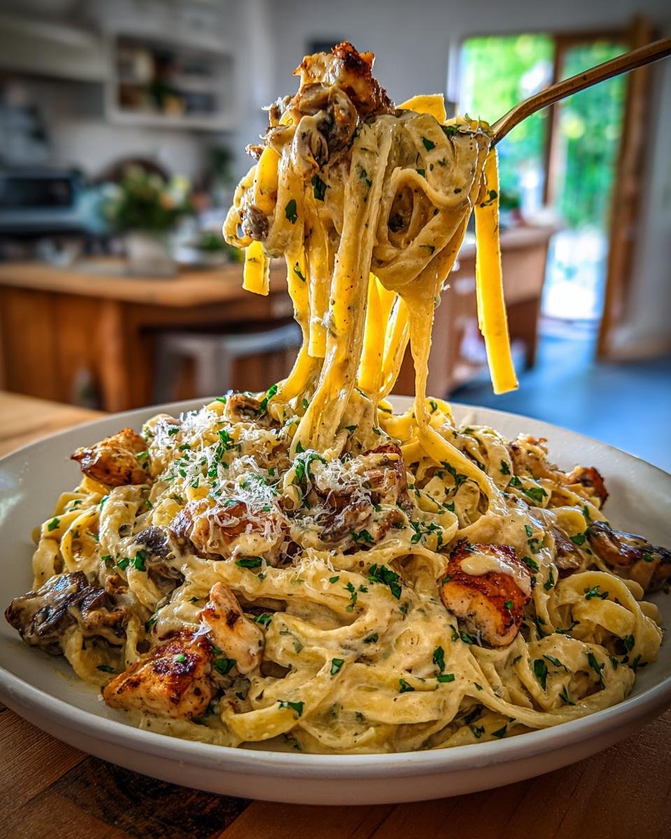 Garlic Chicken & Mushrooms in a Creamy Pasta Sauce - detail 1