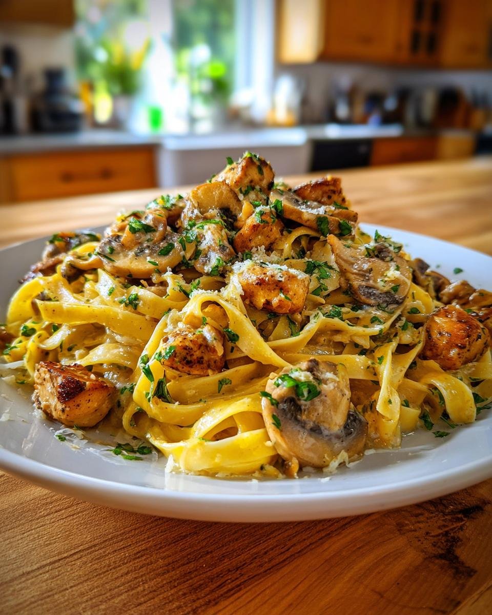 Garlic Chicken & Mushrooms in a Creamy Pasta Sauce - detail 2